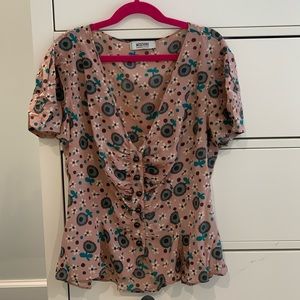 Moschino vneck button floral blouse S Small